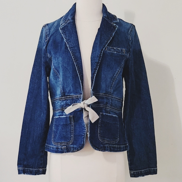 Old Navy Jackets & Blazers - Cottagecore, Belted,  Old Navy, tied, denim, Jean jacket, distressed, academia